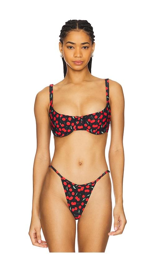 good american balconette bikini top in black.
