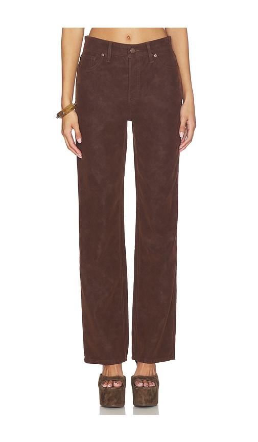 good american better than suede good true straight pants in chocolate.