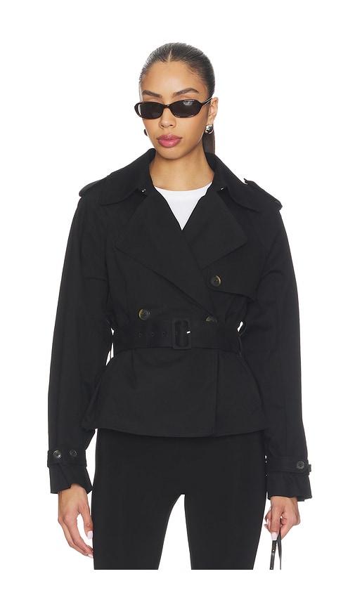 good american cropped trench jacket in black.