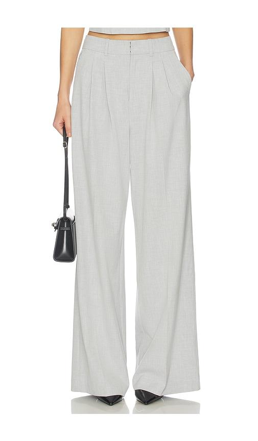 good american essential suiting trousers in light grey.