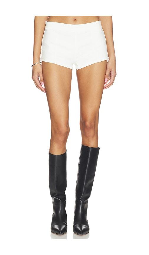 good american micro shorts in white.