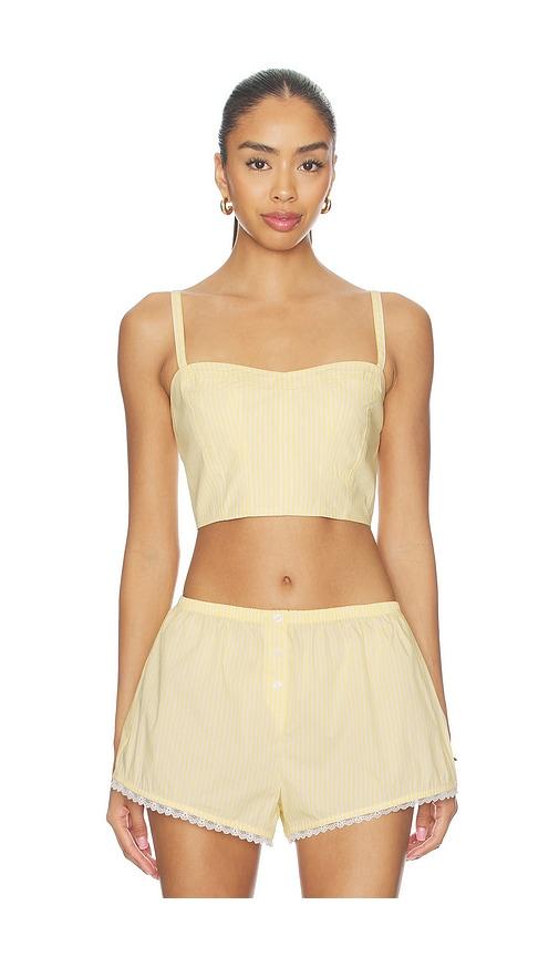 good american poplin buster cami top in lemon.