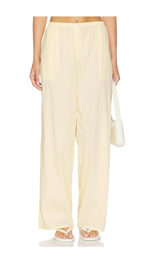 good american poplin pull on pants in lemon.