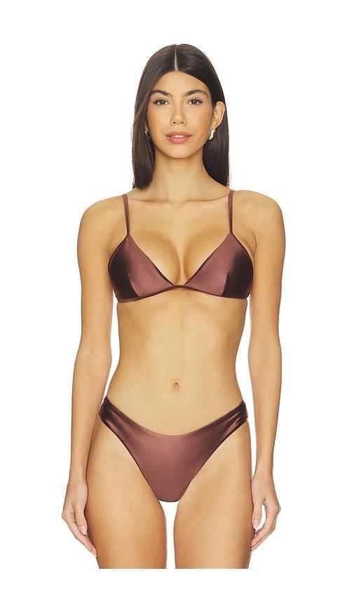 good american satin perfect fit top in chocolate.