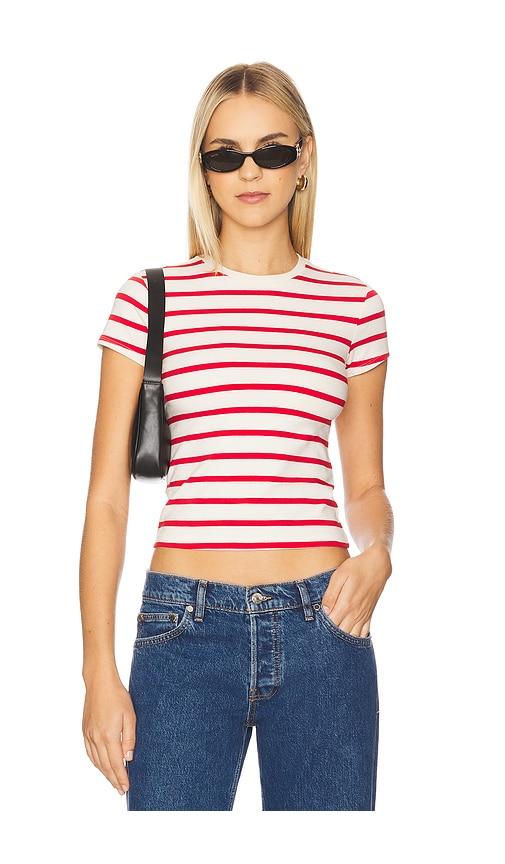good american super stretch baby tee in cream,red.