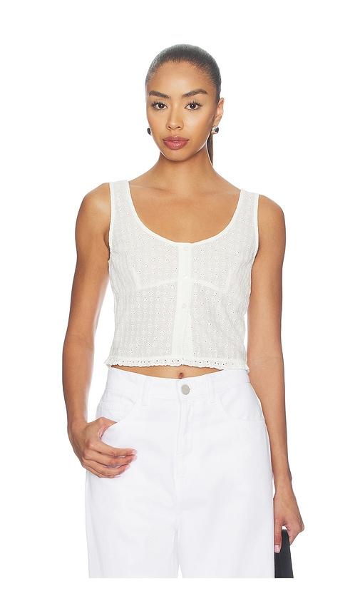 good american the eyelet top in white.
