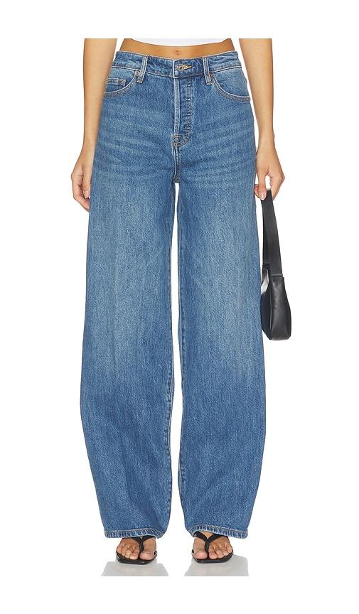 good american vintage high wide jeans in blue.