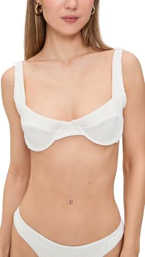 good american women's always fit demi bikini top, cloud white, l