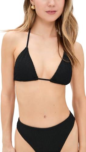 good american women's always fits triangle bikini top, black, s-m
