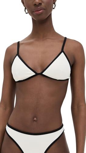 good american women's compression bikini top, cloud white, m