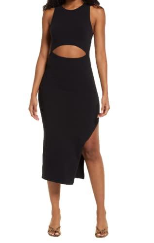 good american women's peekaboo maxi dress - (5/6, black001)