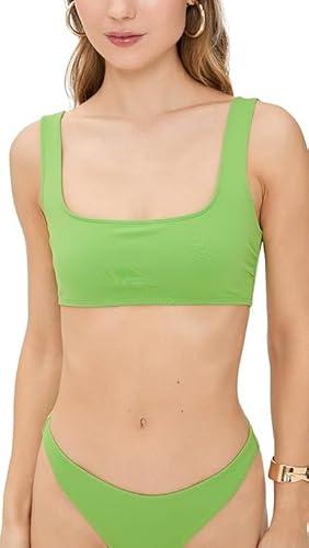 good american women's square neck compression swim top, lime, green, s