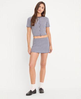 good american womens cropped short sleeve cardigan sweater mini skort created for macys