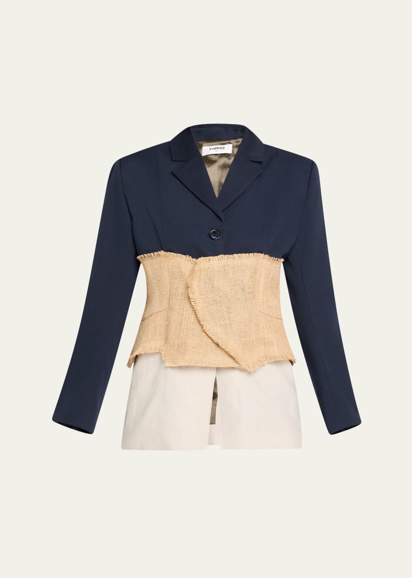 goun mixed-fabric tailored jacket