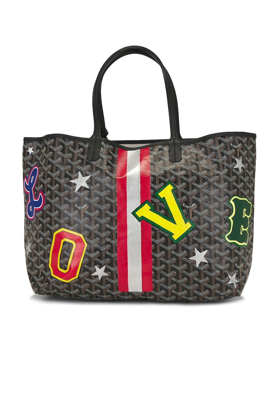 goyard customized varsity letter love monogram saint louis pm tote bag