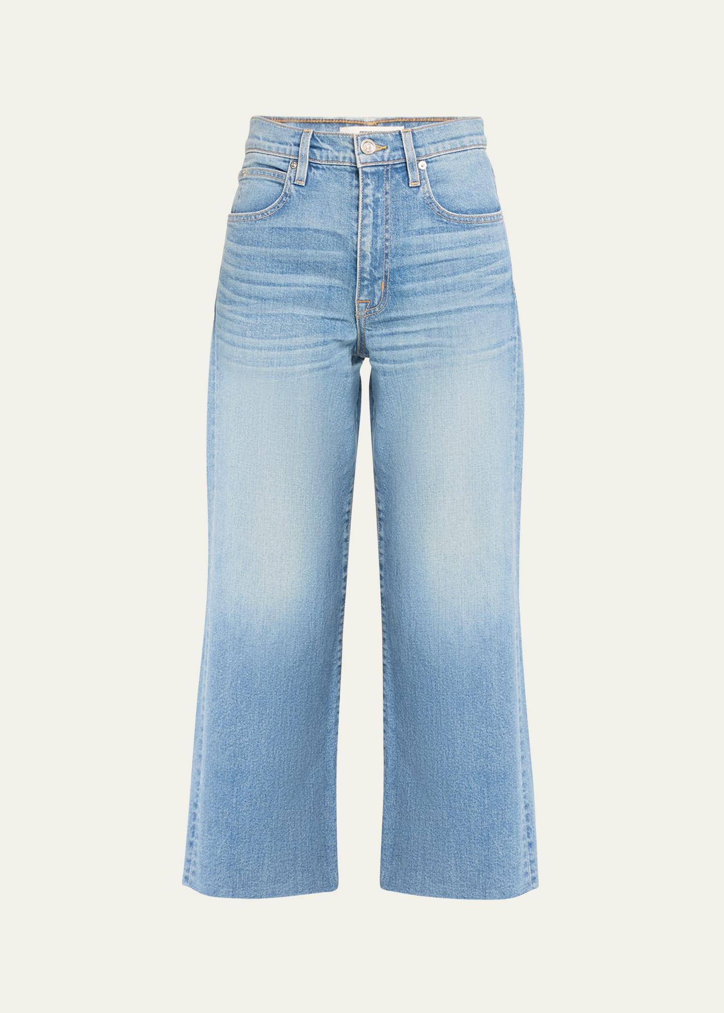 grace wide ankle jeans with raw hem