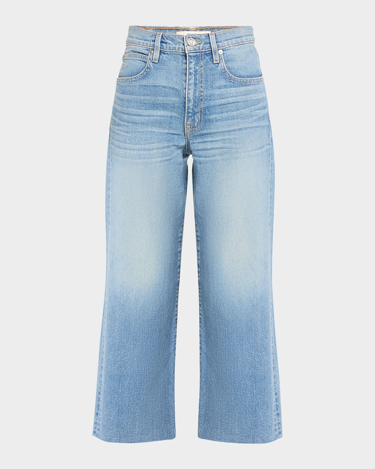 grace wide ankle jeans with raw hem