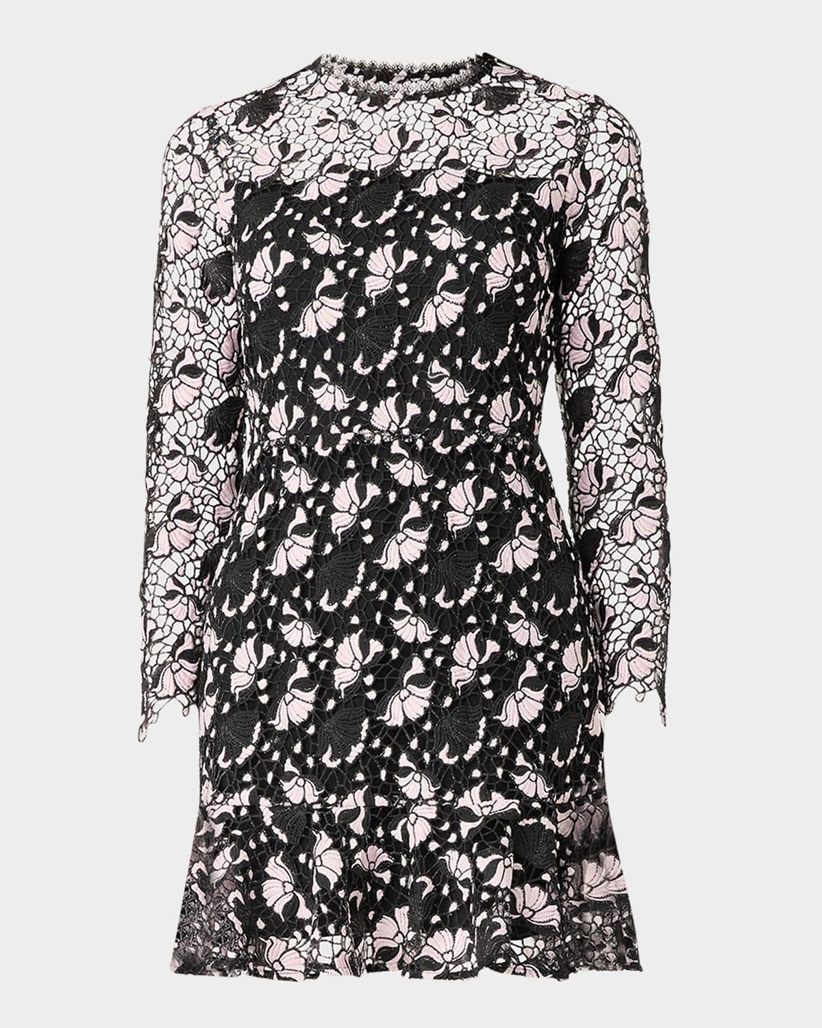 gracie two-tone floral lace mini dress