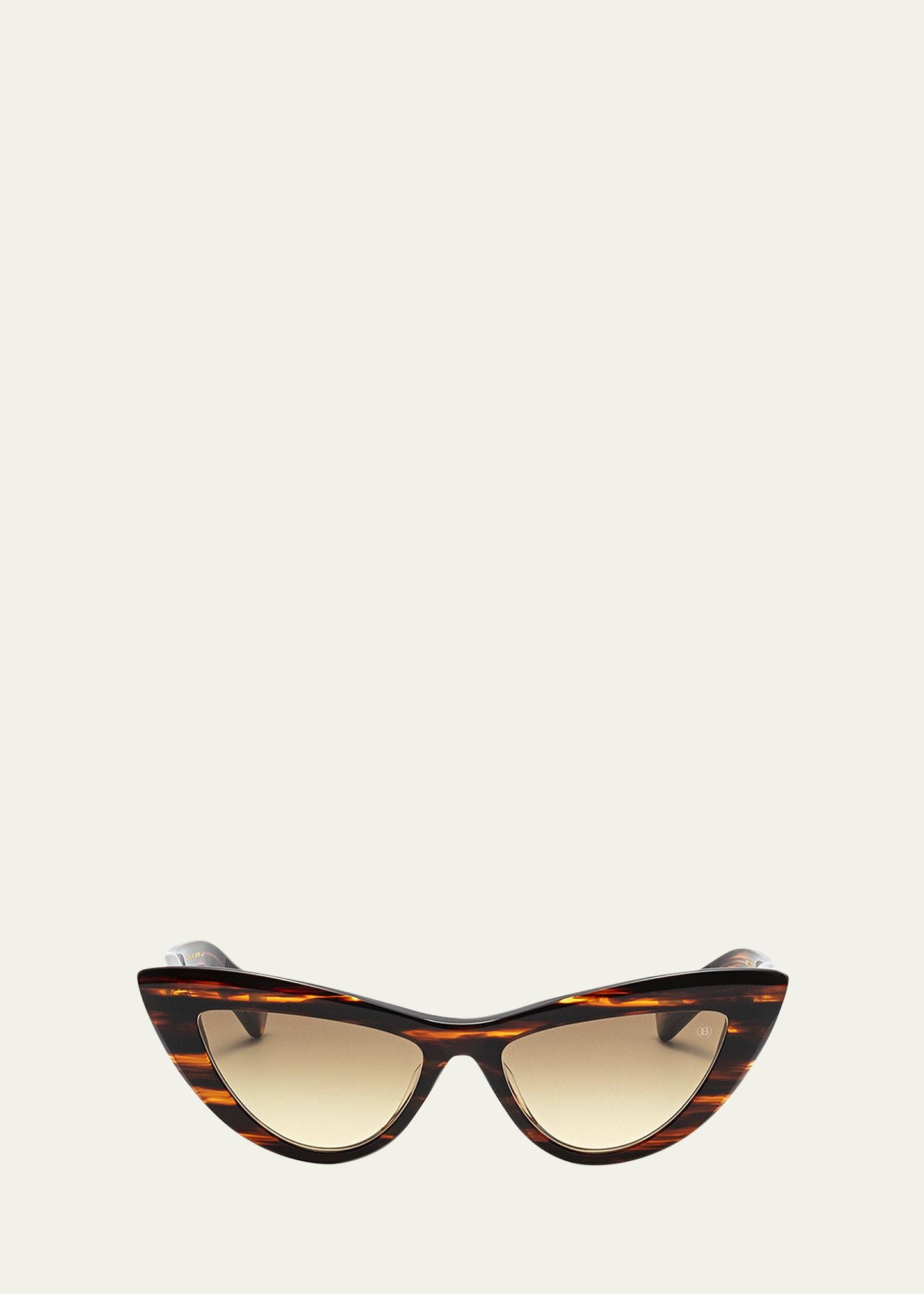 gradient acetate & titanium cat-eye sunglasses