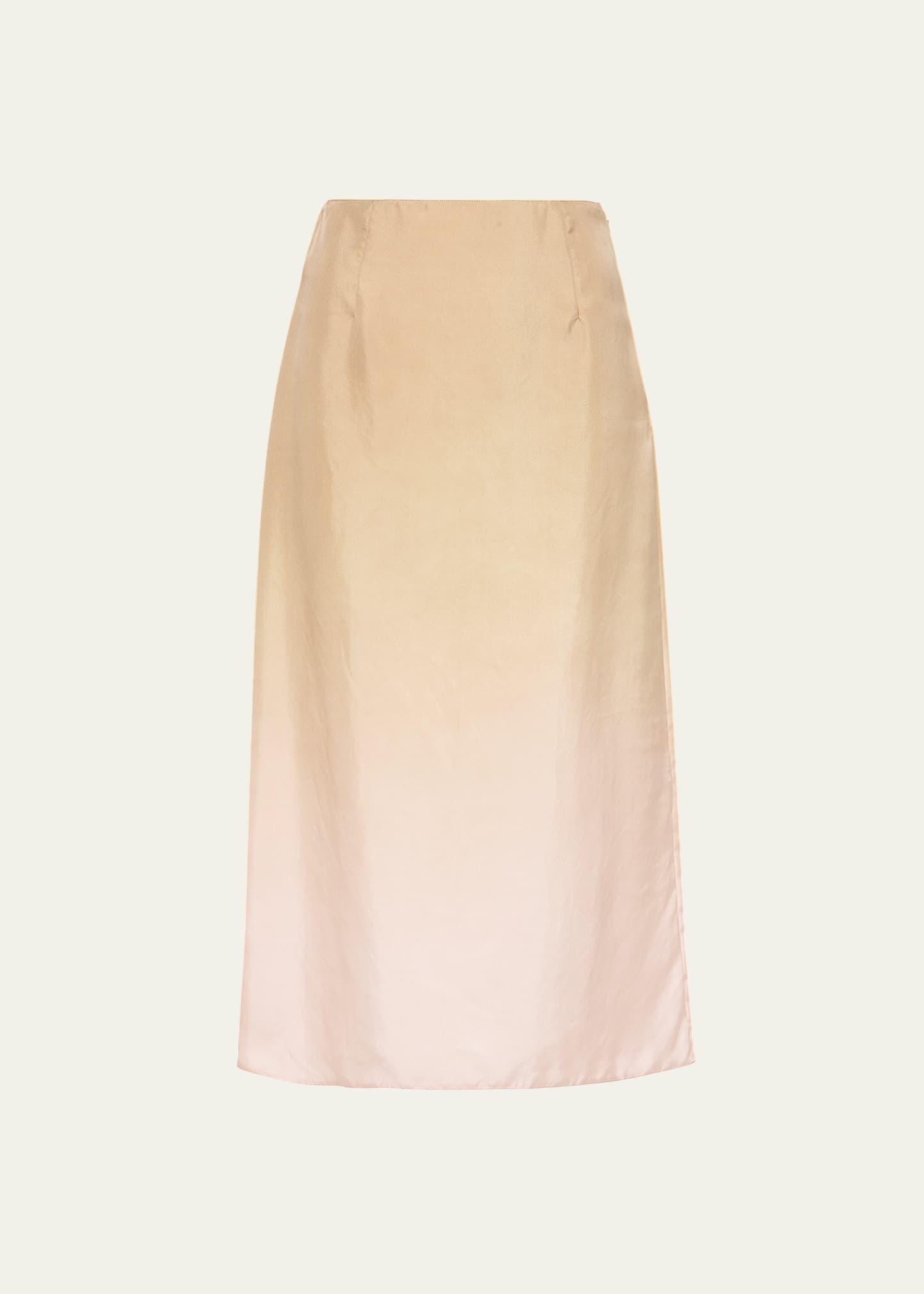 gradient twill midi skirt