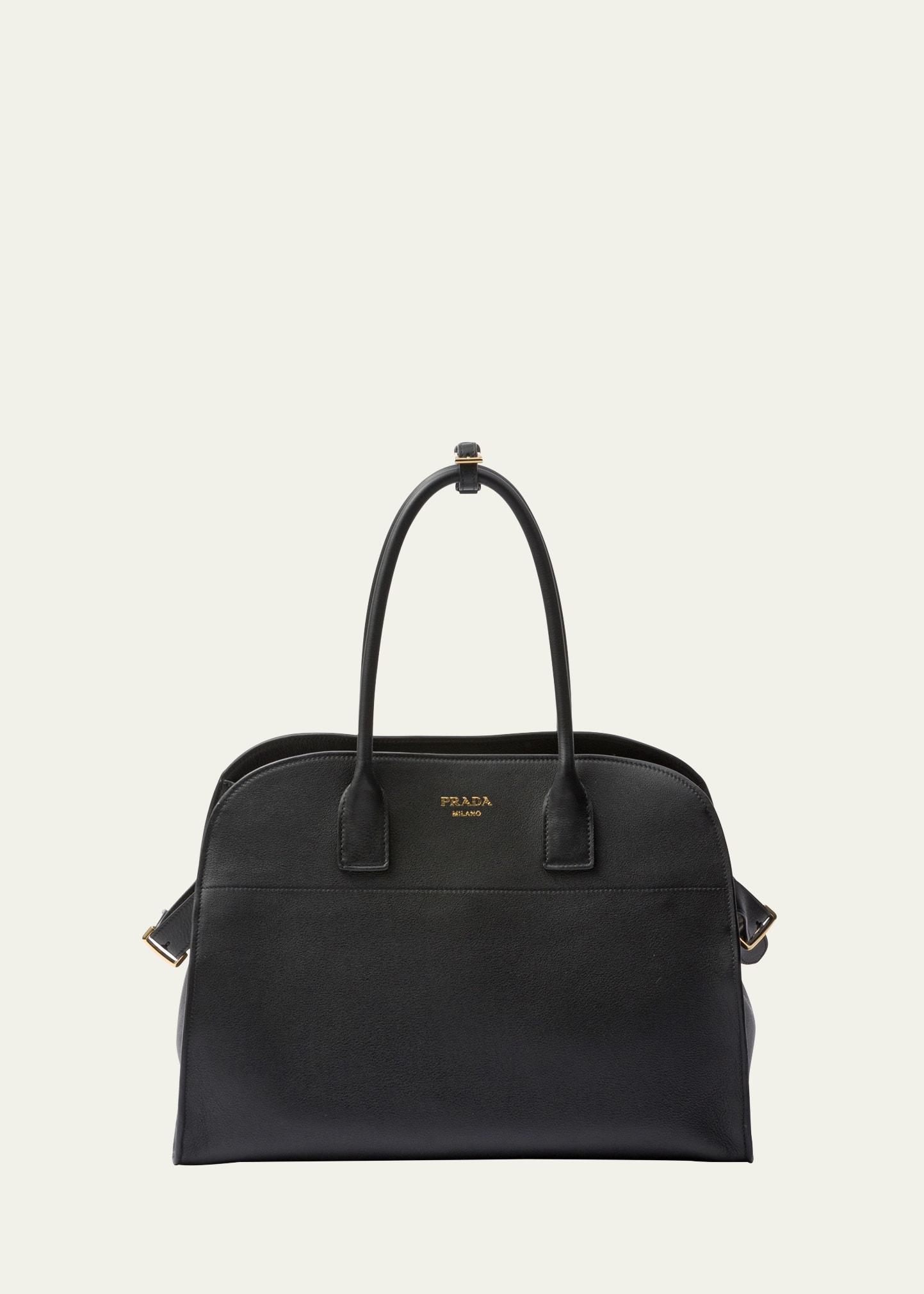 grain leather top-handle bag