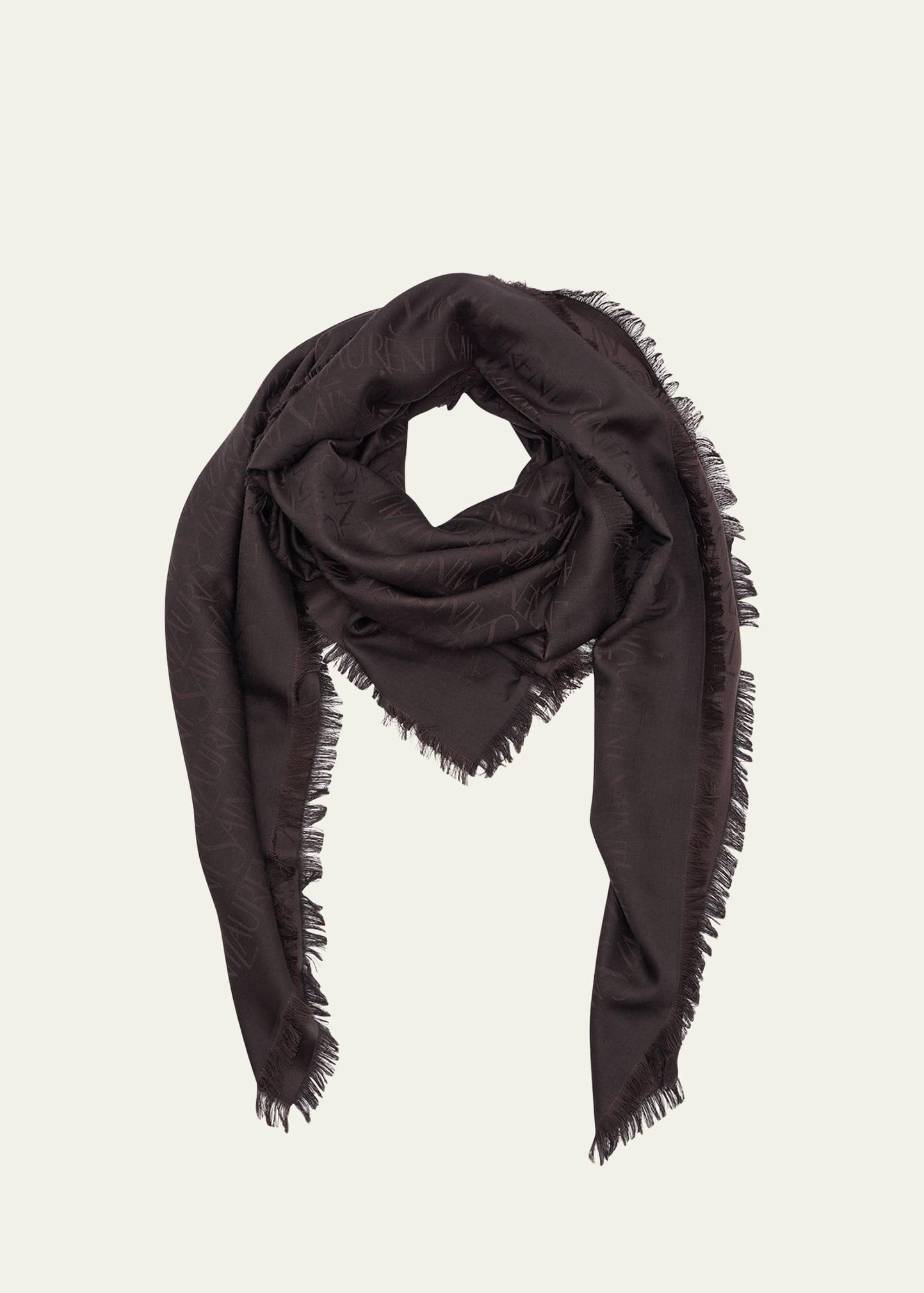 grand carre jacquard silk-wool scarf