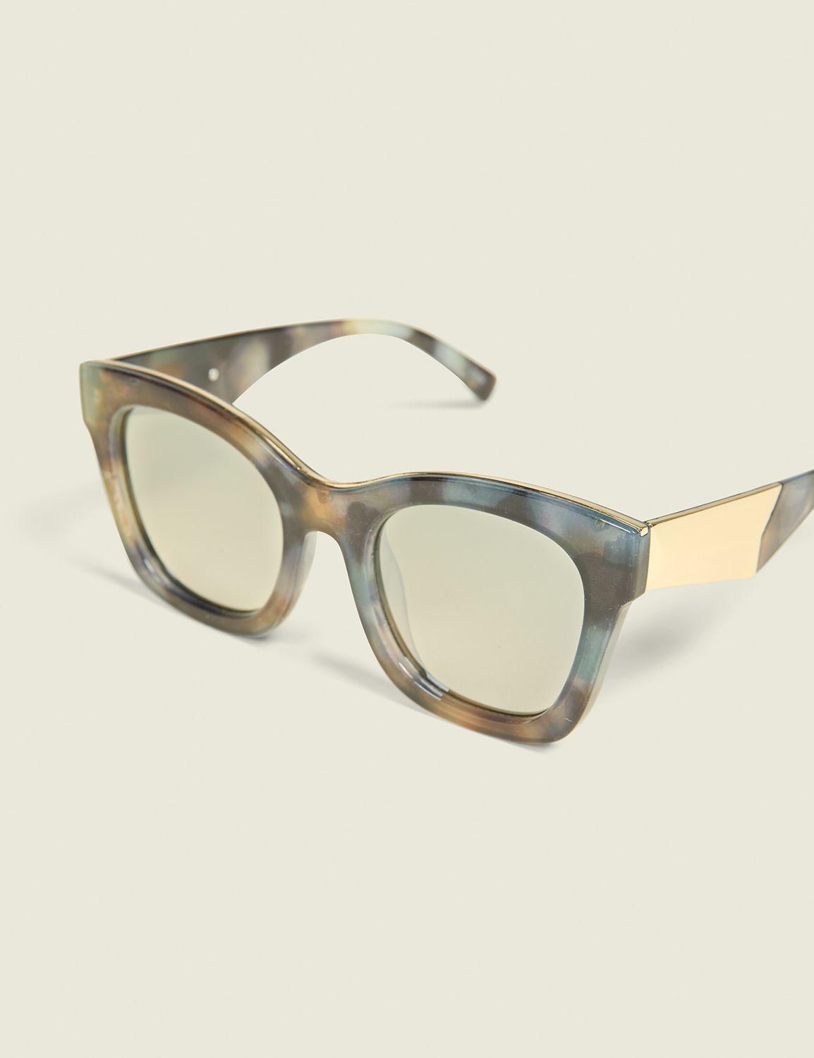 green & blue tortoise cateye sunglasses