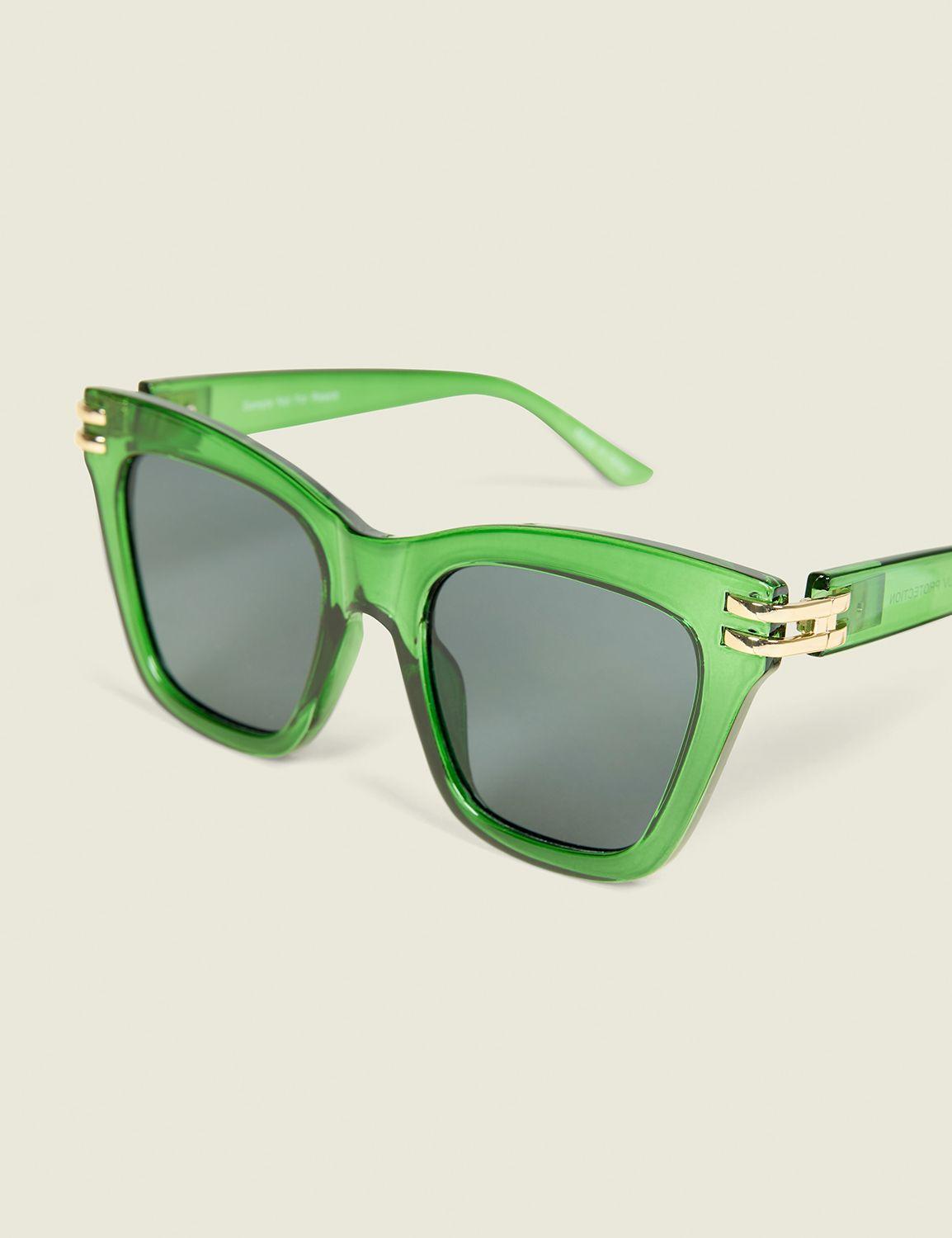 green goldtone-detail cateye sunglasses