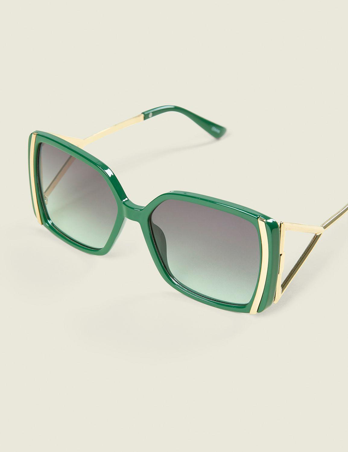 green goldtone-detail square sunglasses
