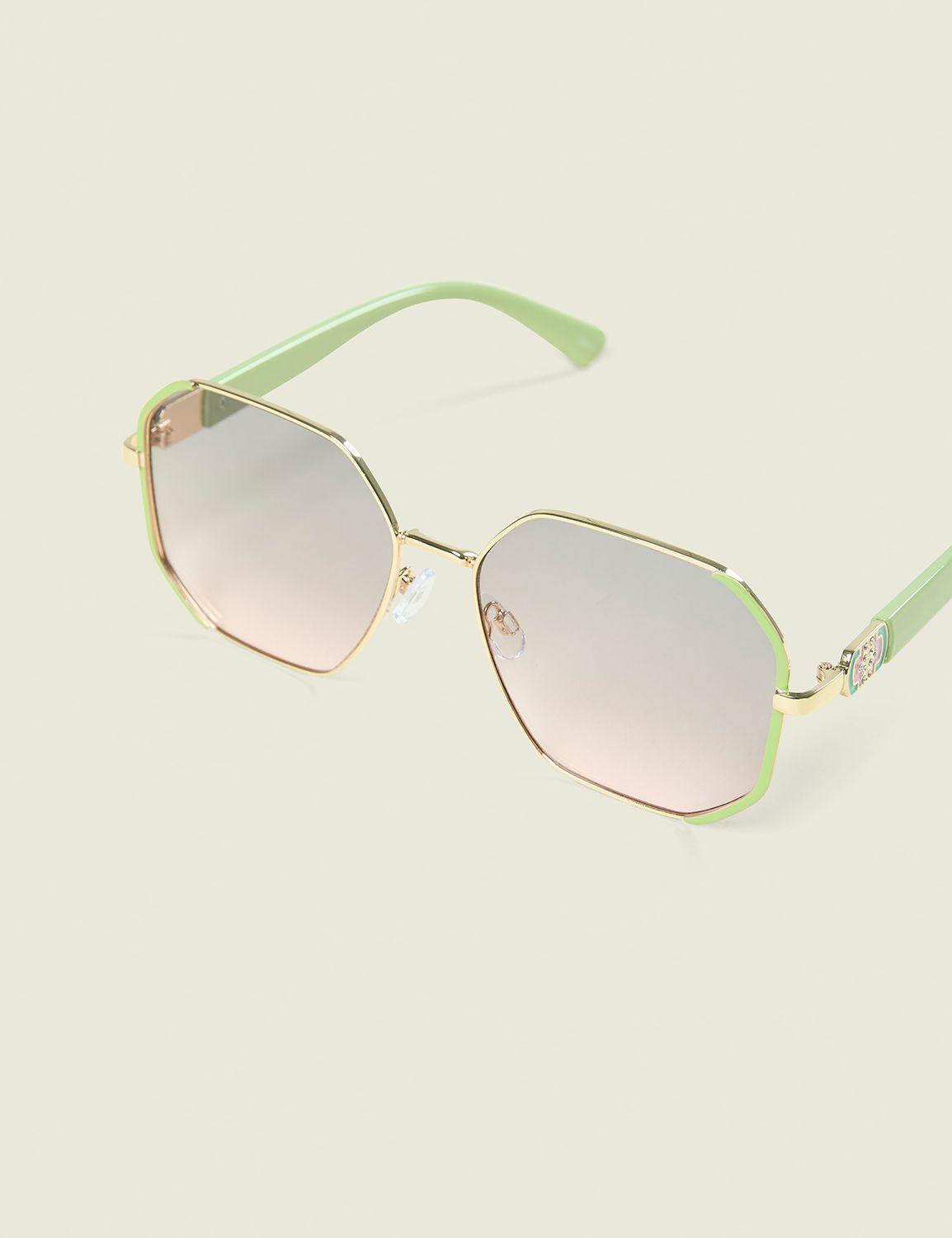 green metal frame sunglasses