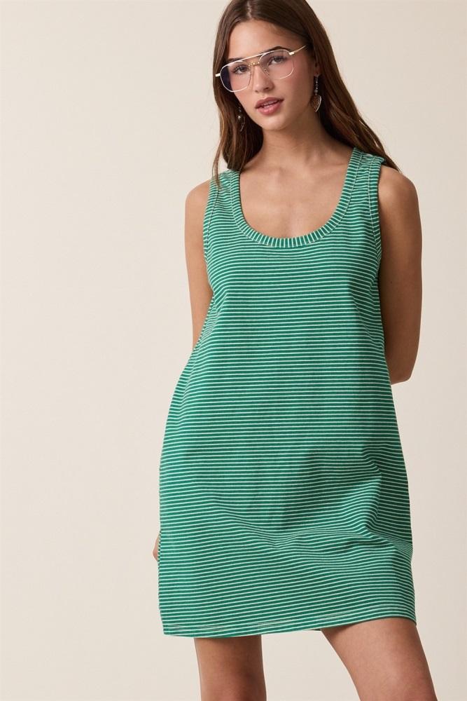 green striped mini tank dress