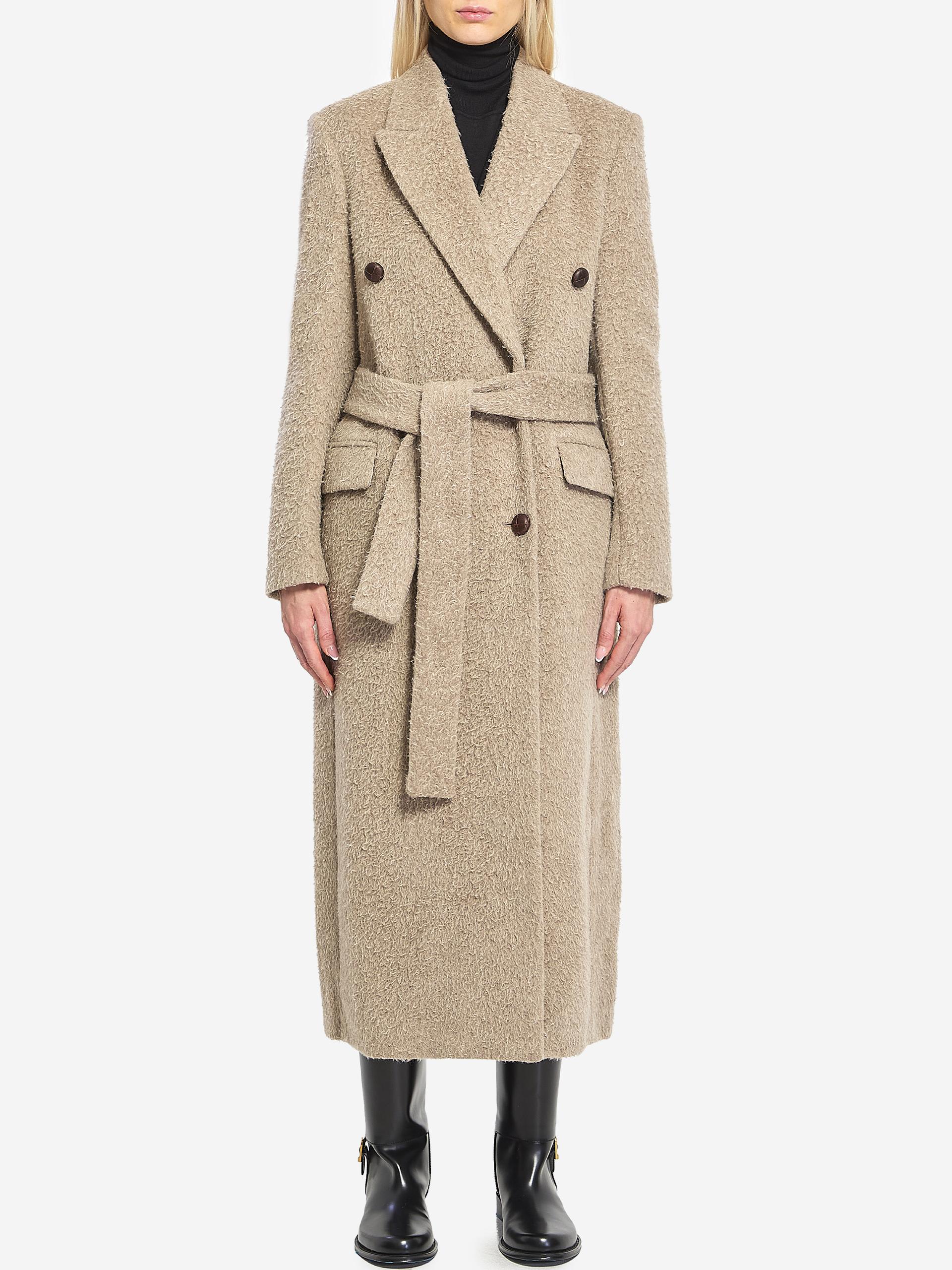 greige doublebreasted coat