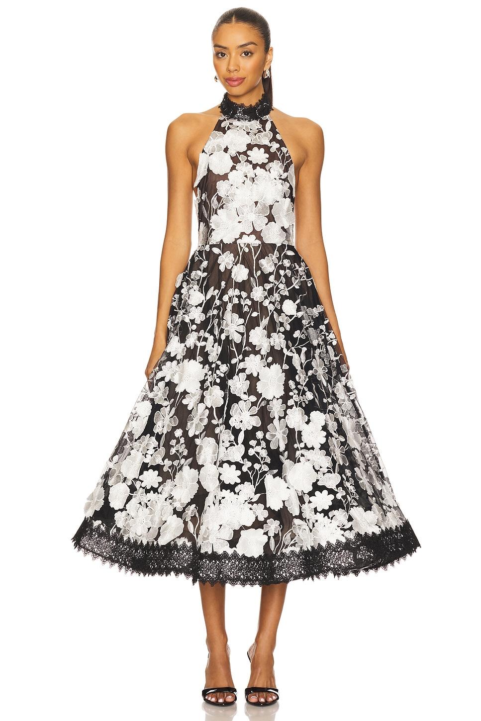 greta bouquet midi dress