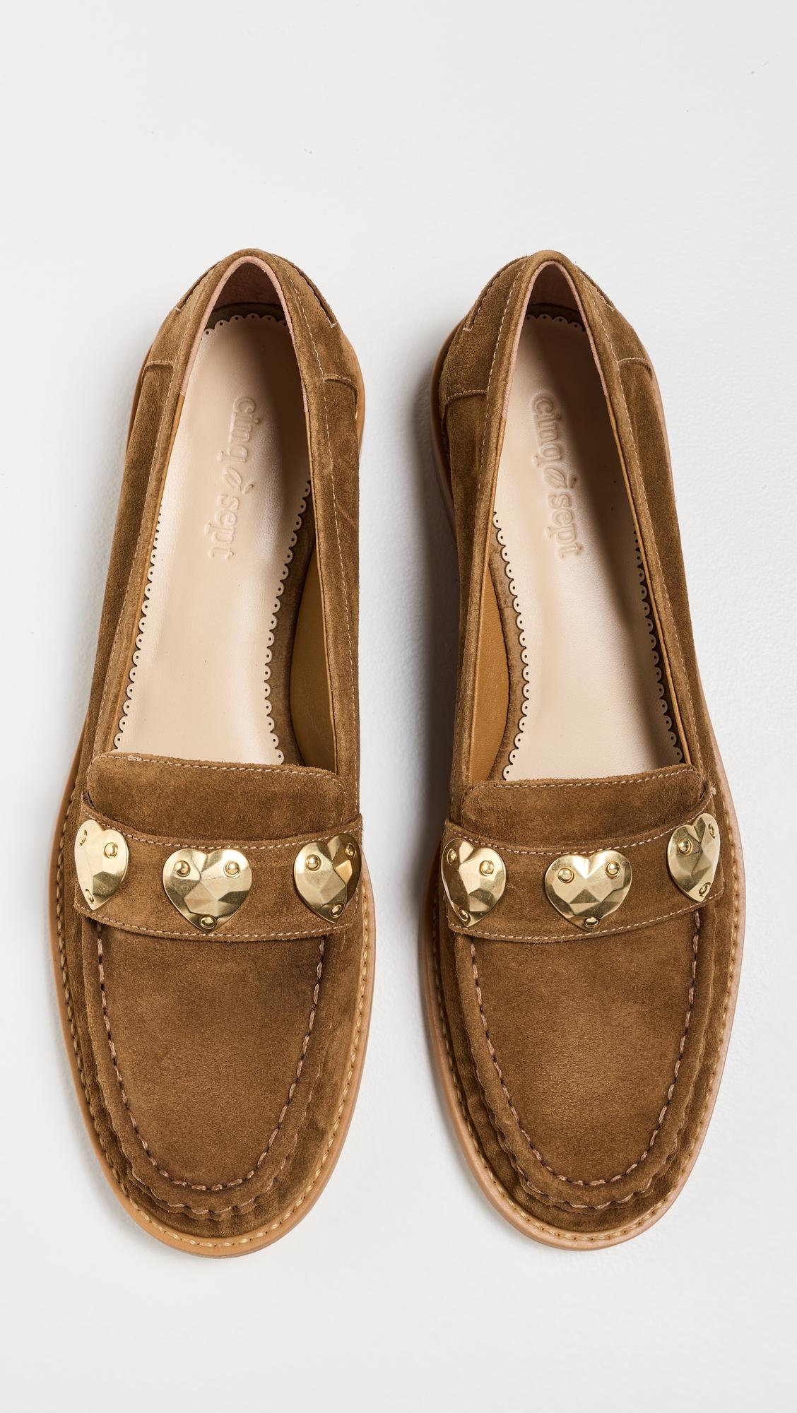 gretta metal hearts suede loafers