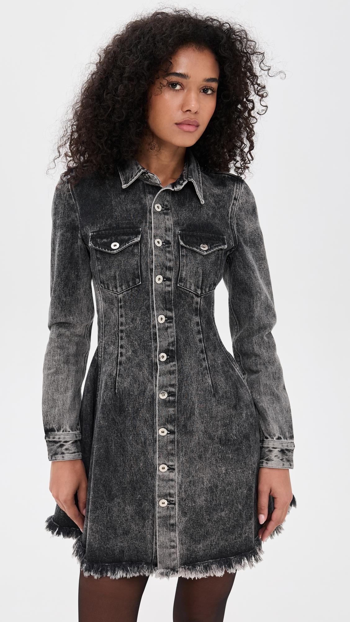 grey acid wash denim dress