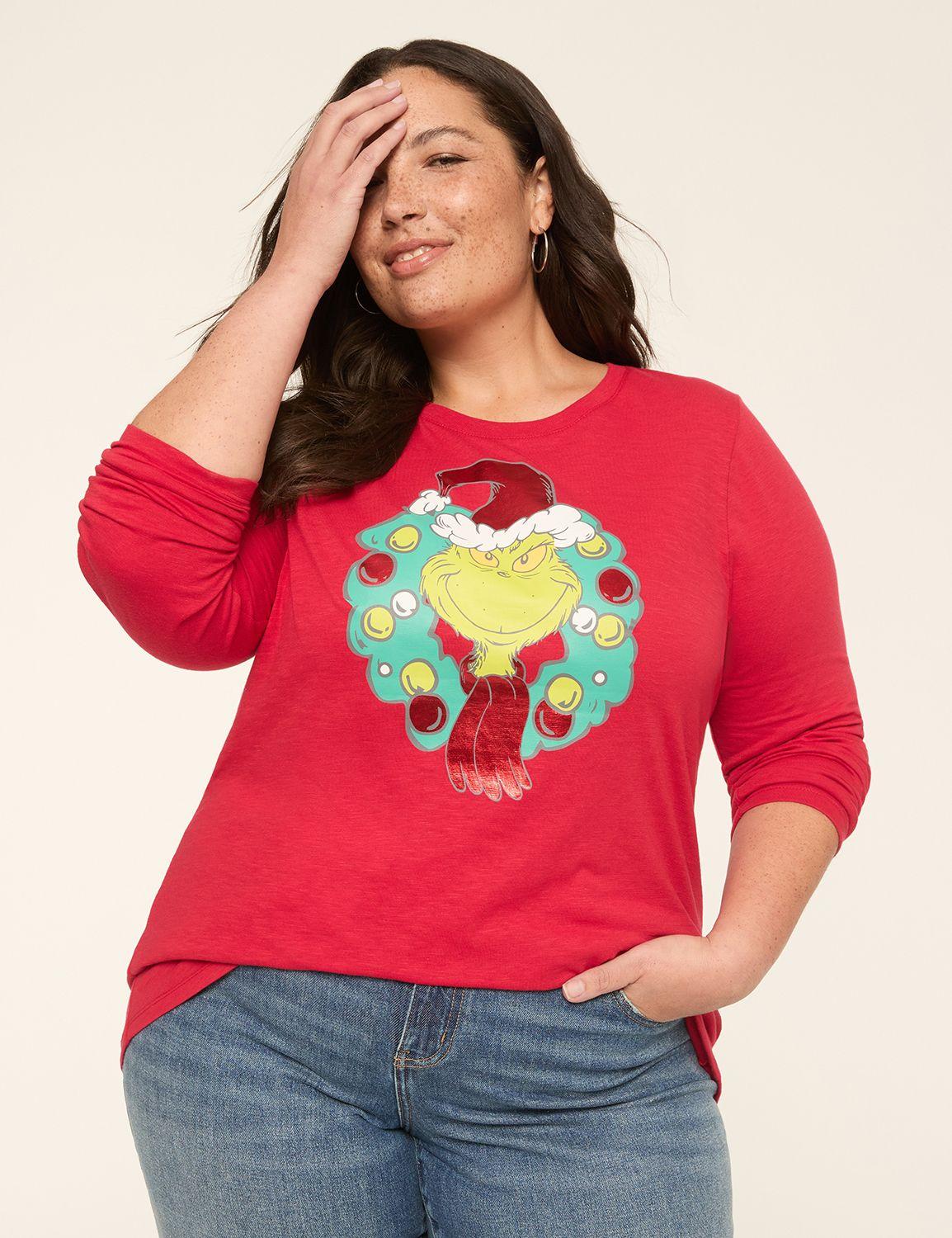 grinch wreath long-sleeve graphic tee