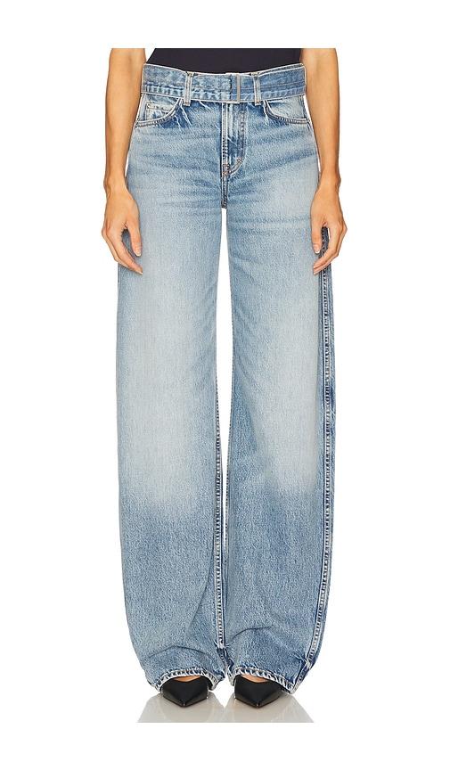 grlfrnd austen low rise belted in blue.