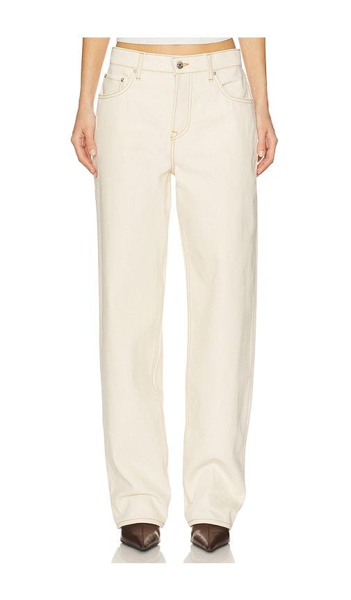 grlfrnd bella low rise boyfriend jeans in beige.