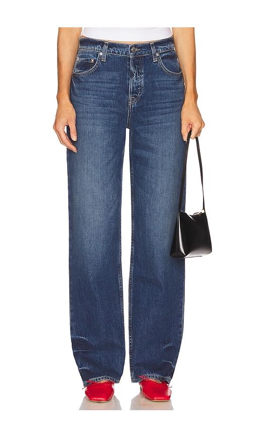 grlfrnd bella low rise boyfriend jeans in blue.