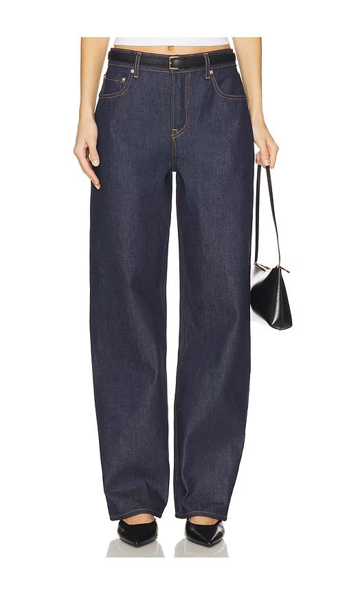 grlfrnd bella low rise boyfriend jeans in blue.