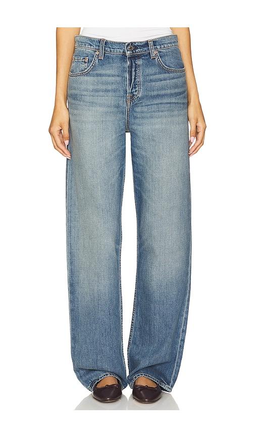 grlfrnd bella low rise boyfriend jeans in blue.