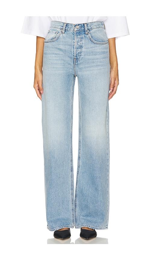 grlfrnd brooklyn high rise straight jeans in denim-medium.
