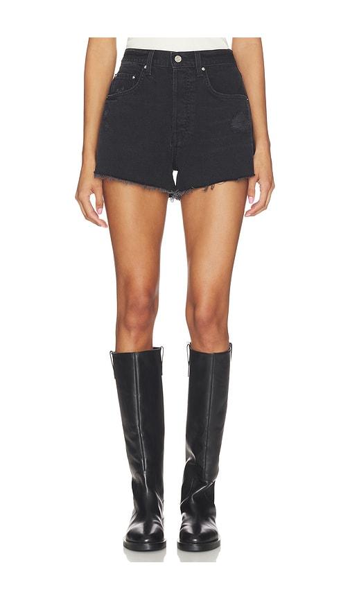 grlfrnd charlie low rise baggy cut off in black.