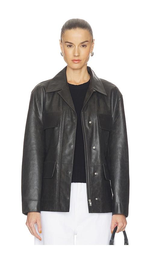 grlfrnd dara leather jacket in chocolate.