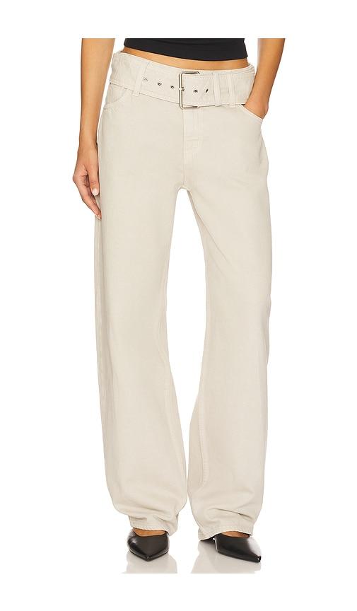 grlfrnd eliza belted boyfriend in beige.