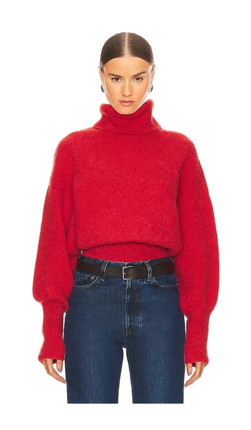 grlfrnd elya turtleneck sweater in red.