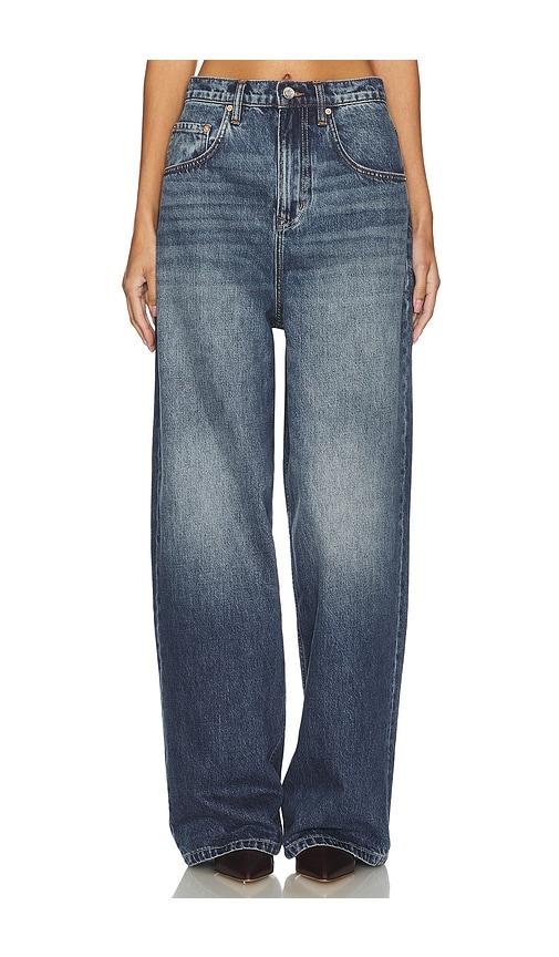 grlfrnd enya drop rise jeans in denim-dark.