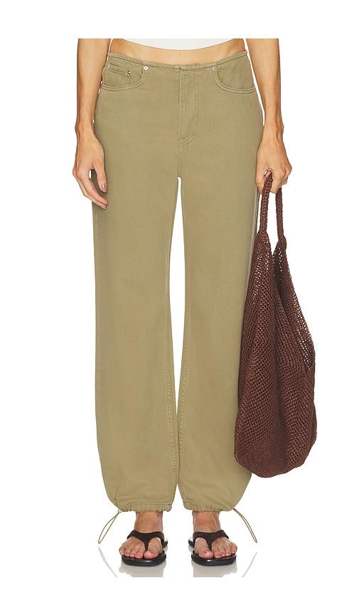 grlfrnd erika cinched hem jean in olive.