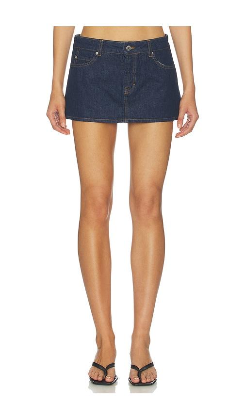 grlfrnd evette micro skort in blue.