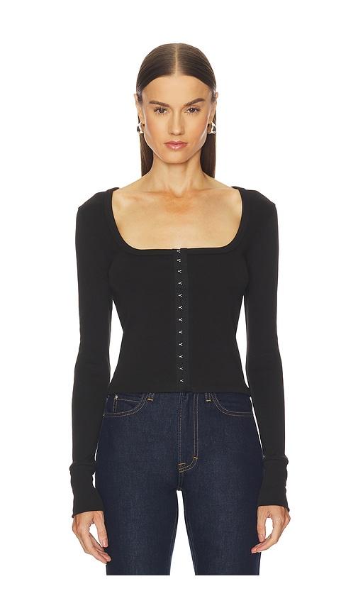 grlfrnd hook & eye long sleeve tee in black.